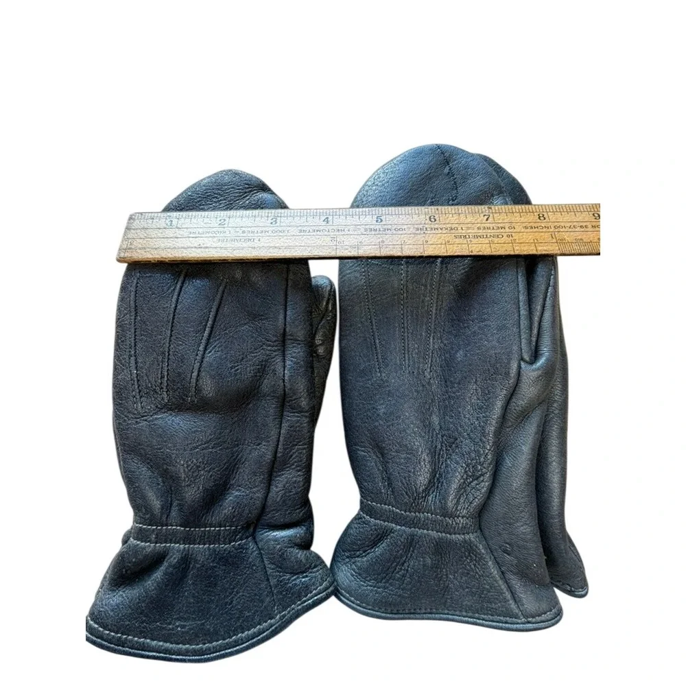 VTG Kids Black Leather Mittens 1-SZ‎ 7, SZ 8.5
